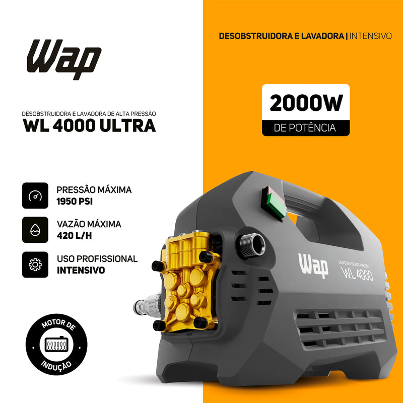 Desobstruidora de Alta Pressão 2000W 1950PSI WAP WL 4000 Ultra