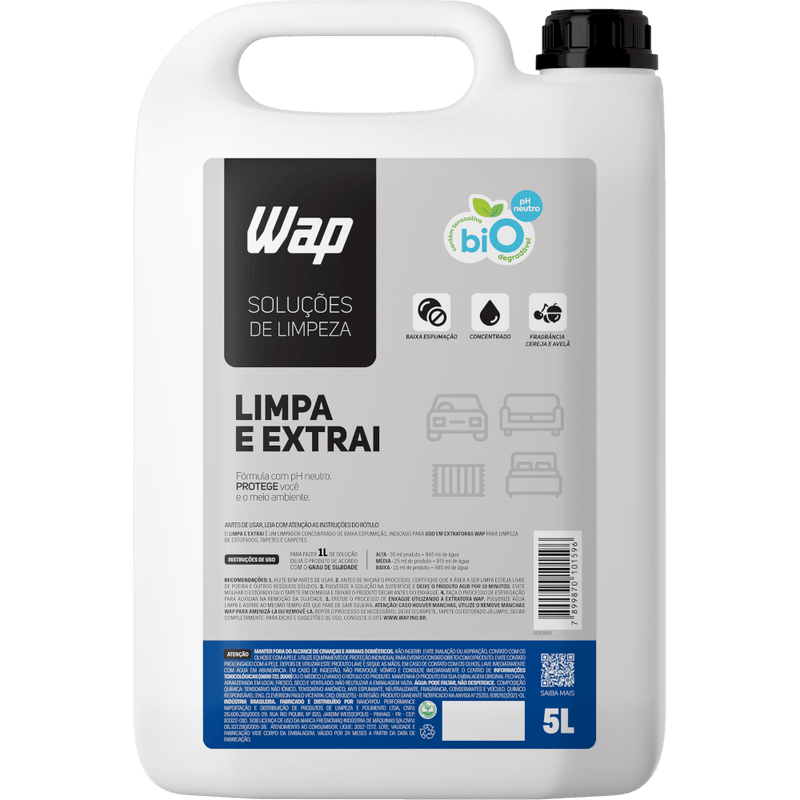 Detergente e Limpador Concentrado Para Extratoras 5L WAP Limpa e Extrai